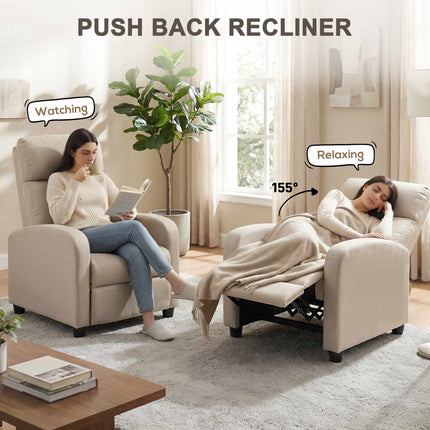 Recliner Chair With Footrest, Pocket Spring, Beige