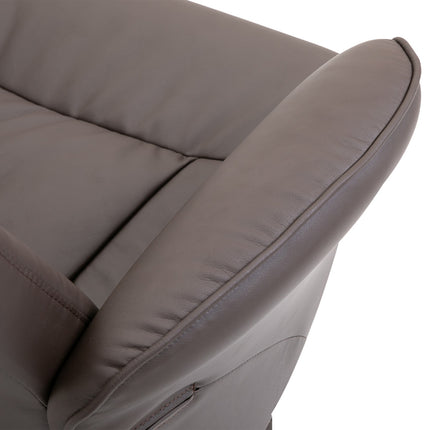 Recliner Chair and Ottoman Set, Faux Leather, Brown
