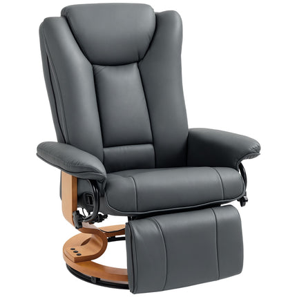 Recliner Chair with 360° Swivel, Faux Leather, Dark Grey