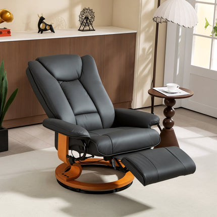 Recliner Chair with 360° Swivel, Faux Leather, Dark Grey