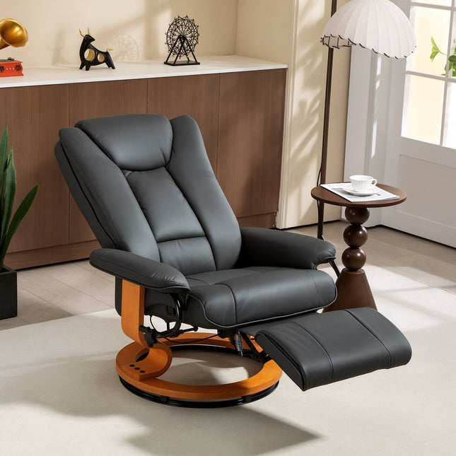 Relaxfauteuil met 360° draaibaar, kunstleer, donkergrijs
