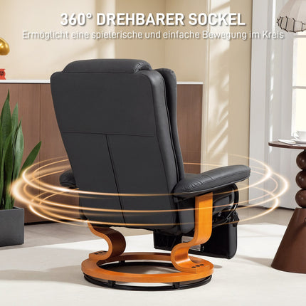 Recliner Chair with 360° Swivel, Faux Leather, Dark Grey