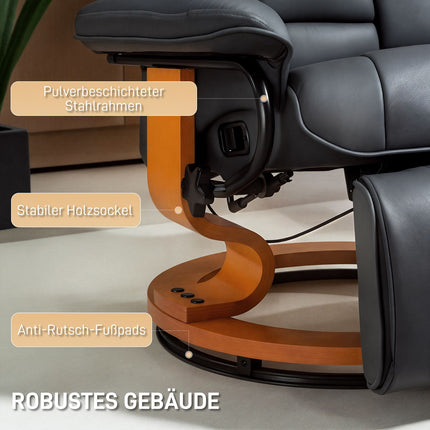 Recliner Chair with 360° Swivel, Faux Leather, Dark Grey