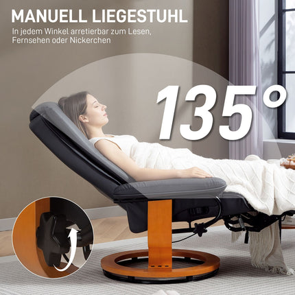 Recliner Chair with 360° Swivel, Faux Leather, Dark Grey