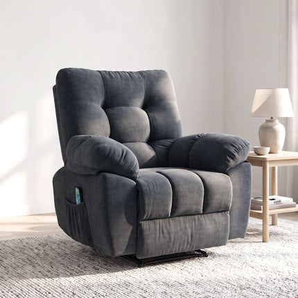 Recliner Chair with 8-Point Massage, Adjustable Footrest, Grey