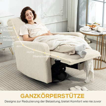 Recliner Chair with Adjustable Backrest, Fleece Cover, Beige