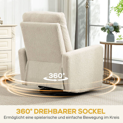 Recliner Chair with Adjustable Backrest, Fleece Cover, Beige