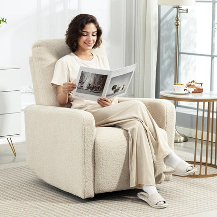 Recliner Chair with Adjustable Backrest, Fleece Cover, Beige