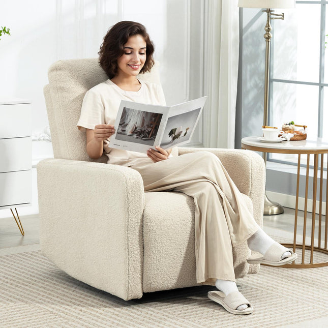 Relaxfauteuil met verstelbare rugleuning, fleece hoes, beige
