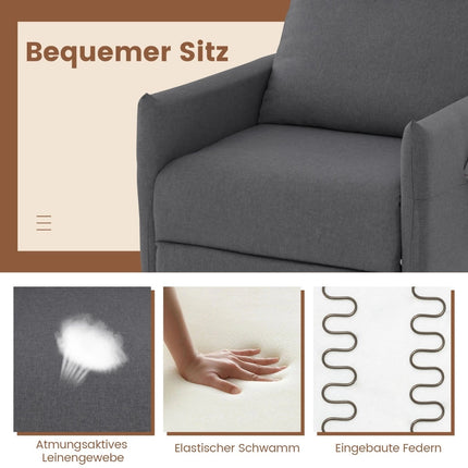 Recliner Chair with Adjustable Backrest & Footrest, Dark Grey