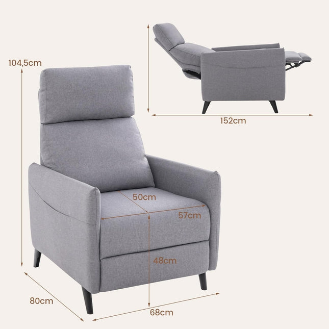 Relaxfauteuil met verstelbare rugleuning en voetensteun, linnen stof