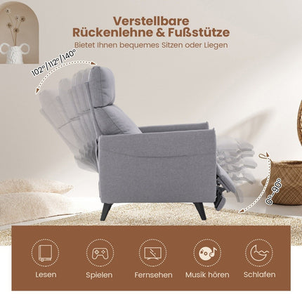 Recliner Chair with Adjustable Backrest & Footrest, Linen Fabric
