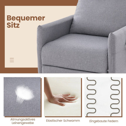 Recliner Chair with Adjustable Backrest & Footrest, Linen Fabric