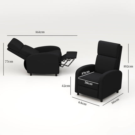 Recliner Chair with Adjustable Backrest and Footrest, Black