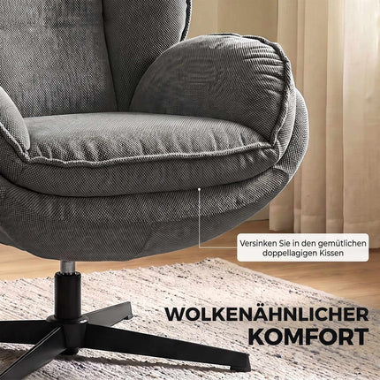 Recliner Chair with Adjustable Ottoman, 360 Swivel, Grey Chenille