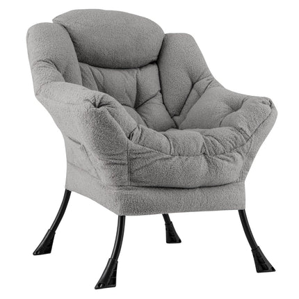 Recliner Chair with Armrests, Side Pocket, Footrest - Grey