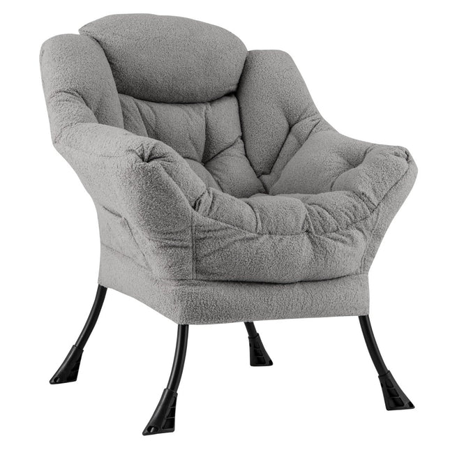 Relaxfauteuil met armleuningen, zijvak en voetensteun - Grijs