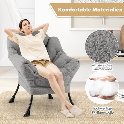Recliner Chair with Armrests, Side Pocket, Footrest - Grey