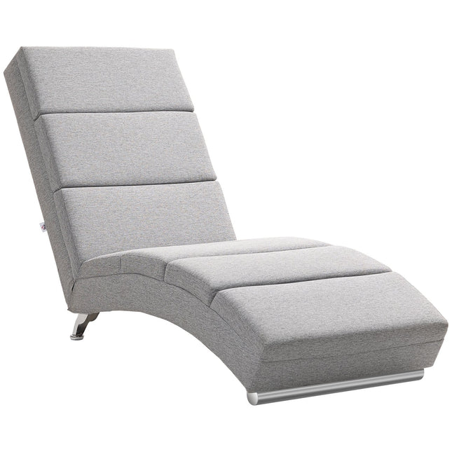 Relaxfauteuil met rugleuning, stalen poten, dikke vulling, lichtgrijs
