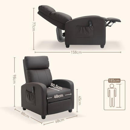 Recliner Chair with Massage, Adjustable Backrest, Faux Leather