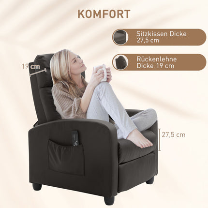 Recliner Chair with Massage, Adjustable Backrest, Faux Leather