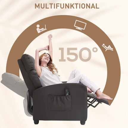 Recliner Chair with Massage, Adjustable Backrest, Faux Leather