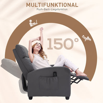 Recliner Chair with Massage, Adjustable Backrest, Grey