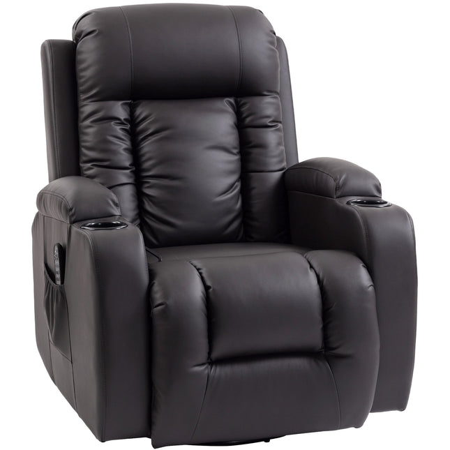Relaxfauteuil met massagefunctie, verwarming en draaifunctie, donkerbruin