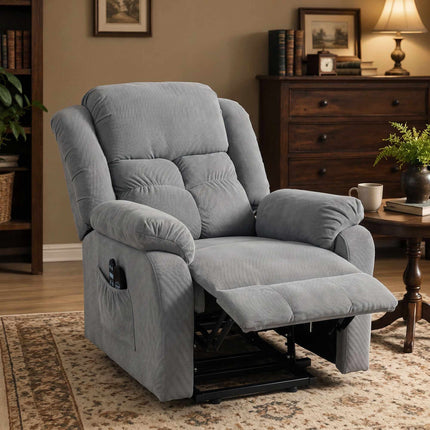 Recliner Chair with Massage, Lift Assist, and USB Ports, Light Grey