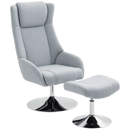 Recliner Chair with Ottoman, Armrests, Gray