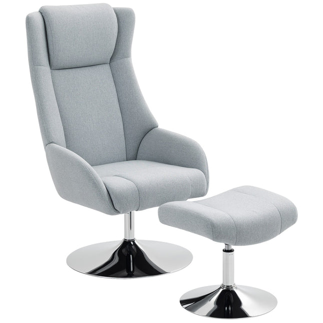 Relaxfauteuil met voetenbank, armleuningen, grijs