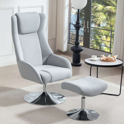 Recliner Chair with Ottoman, Armrests, Gray
