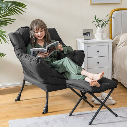 Recliner Chair with Ottoman, Armrests, Side Pocket – Gray