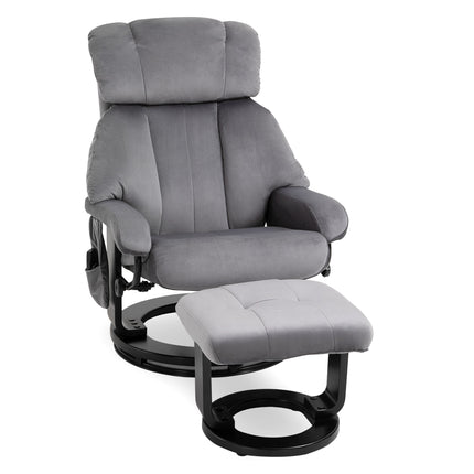 Recliner Chair with Ottoman, Swivel Massage Chair, Grey Velvet