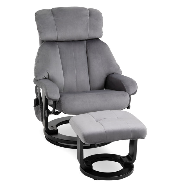 Recliner Chair with Ottoman, Swivel Massage Chair, Grey Velvet