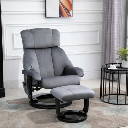 Recliner Chair with Ottoman, Swivel Massage Chair, Grey Velvet