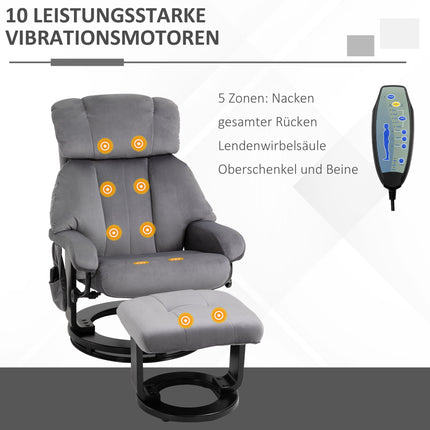 Recliner Chair with Ottoman, Swivel Massage Chair, Grey Velvet