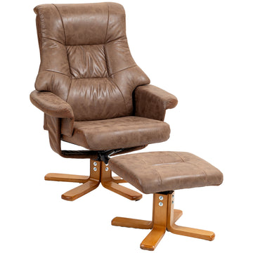 Recliner Chair with Ottoman, Swivel, Reclines 135, Brown