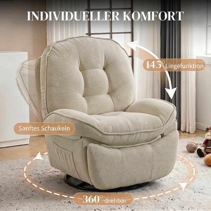 Recliner Chair with Swivel, Rocking & Recline Function
