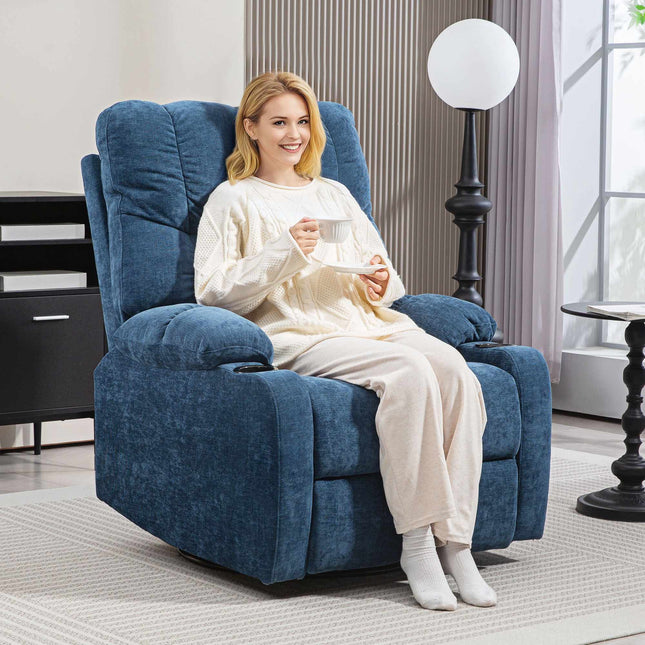 Relaxfauteuil met draai- en schommelfunctie, donkerblauw