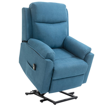 Electric recliner for seniors - Linen, blue, 83x89x102cm