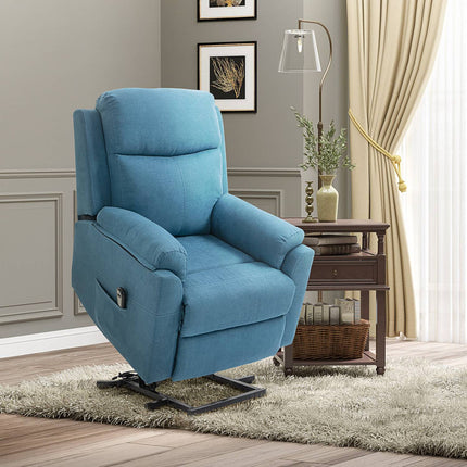 Electric recliner for seniors - Linen, blue, 83x89x102cm
