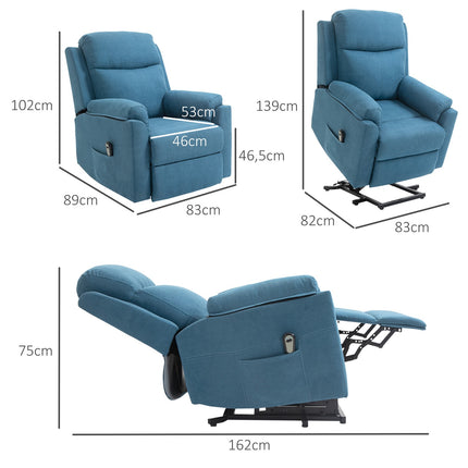 Electric recliner for seniors - Linen, blue, 83x89x102cm