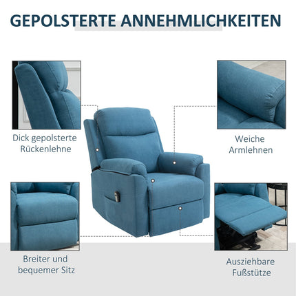 Electric recliner for seniors - Linen, blue, 83x89x102cm