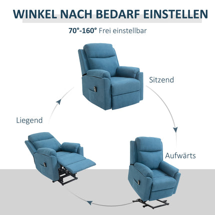 Electric recliner for seniors - Linen, blue, 83x89x102cm