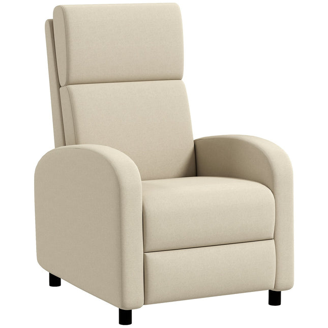 Relaxfauteuil, uitklapbare voetensteun, kantelbaar tot 160°, 64 x 86 x 102 cm, crème