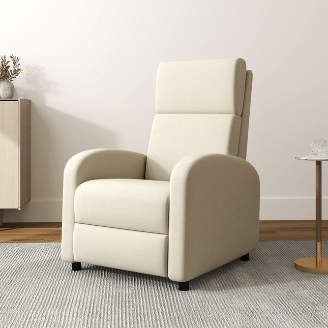 Relaxfauteuil, uitklapbare voetensteun, kantelbaar tot 160°, 64 x 86 x 102 cm, crème