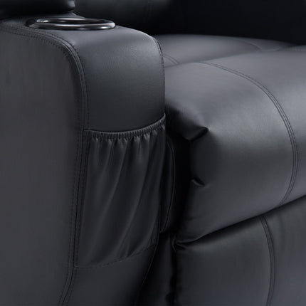 Lounger with standing aid, black artificial leather, adjustable
