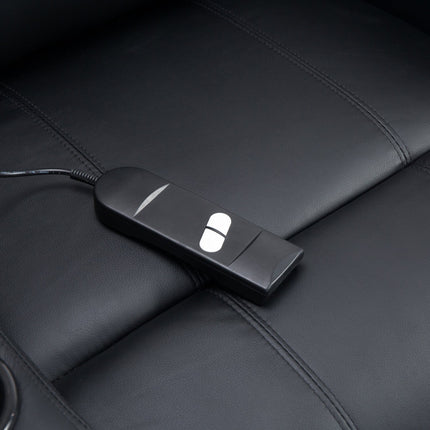 Lounger with standing aid, black artificial leather, adjustable