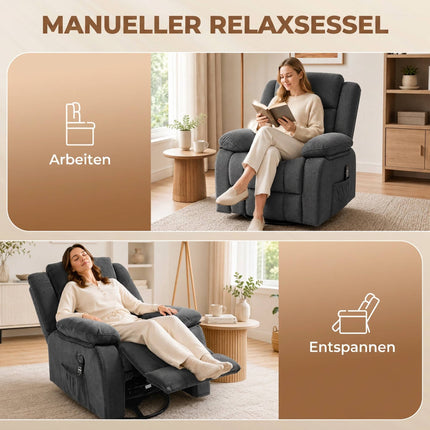 Recliner with Massage, Heat, Swivel, Rocking – Grey Velvet